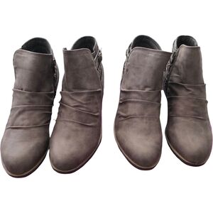 Rampage Gray Taupe Suede-Look Ankle Booties